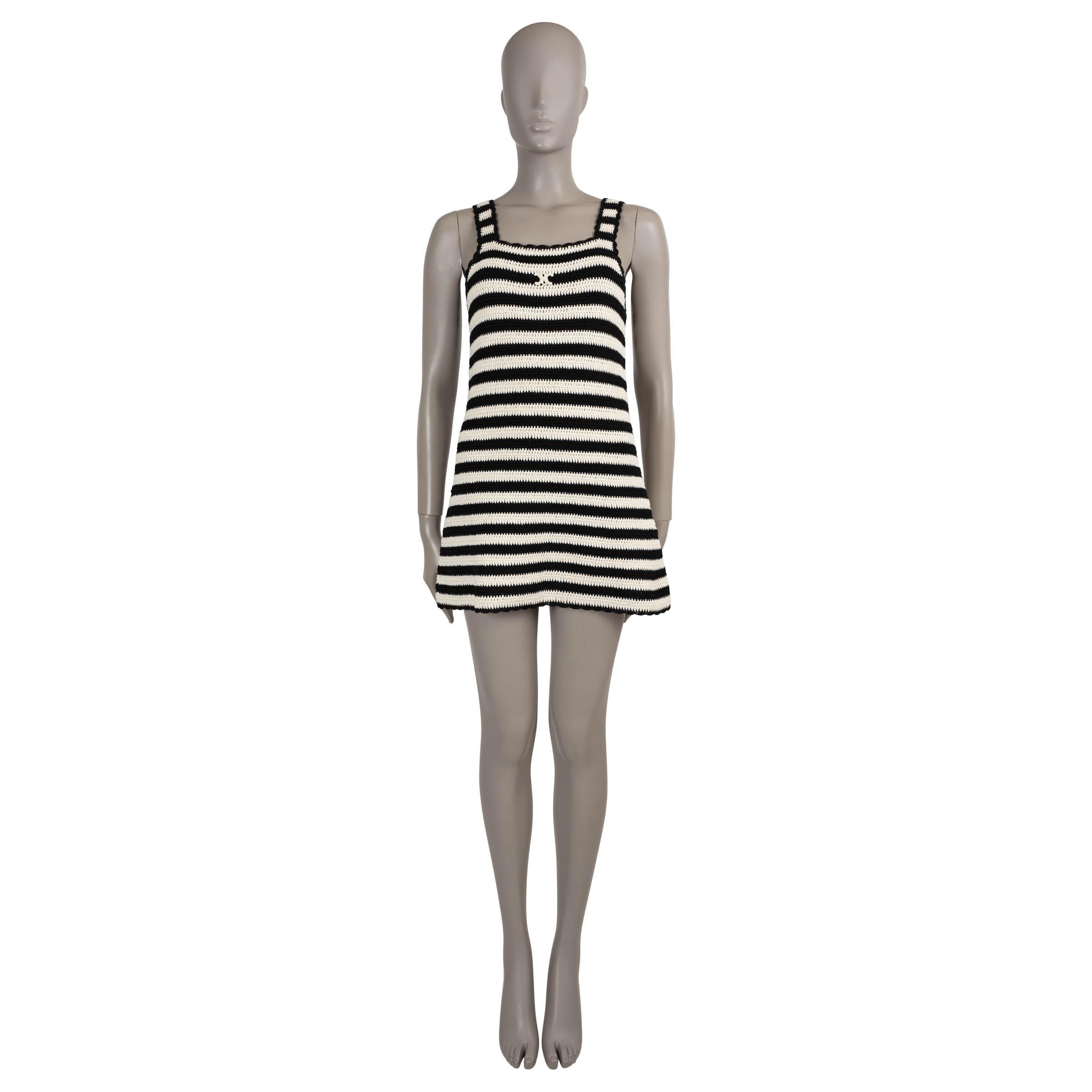 De las mujeres CELINE negro y crema algodón 2024 TRIOMPHE CROCHET MINI Vestido S en venta