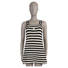 CELINE black & cream cotton 2024 TRIOMPHE CROCHET MINI Dress S