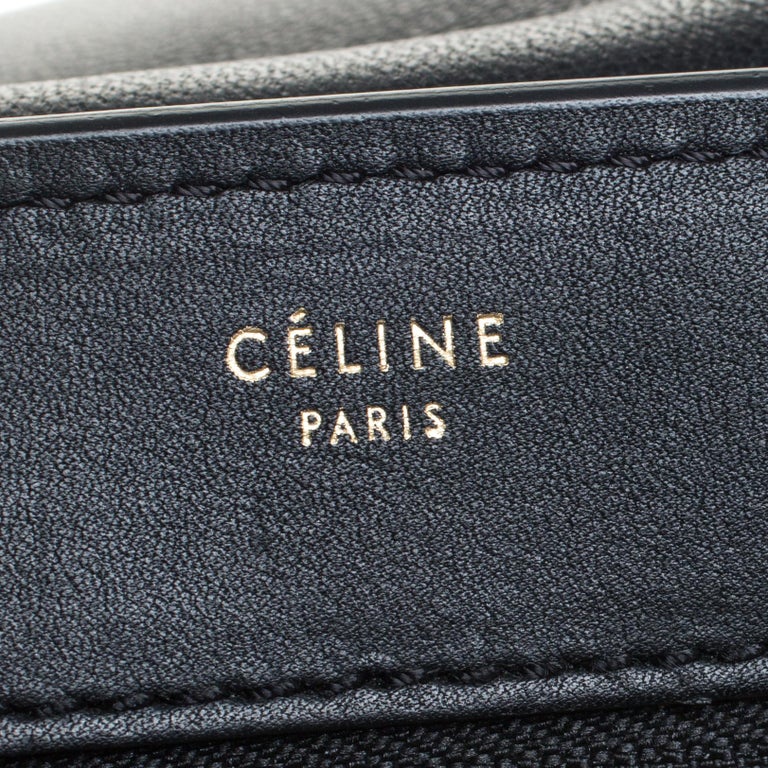 Celine Black Croc Embossed Leather and Suede Medium Trapeze Bag For ...