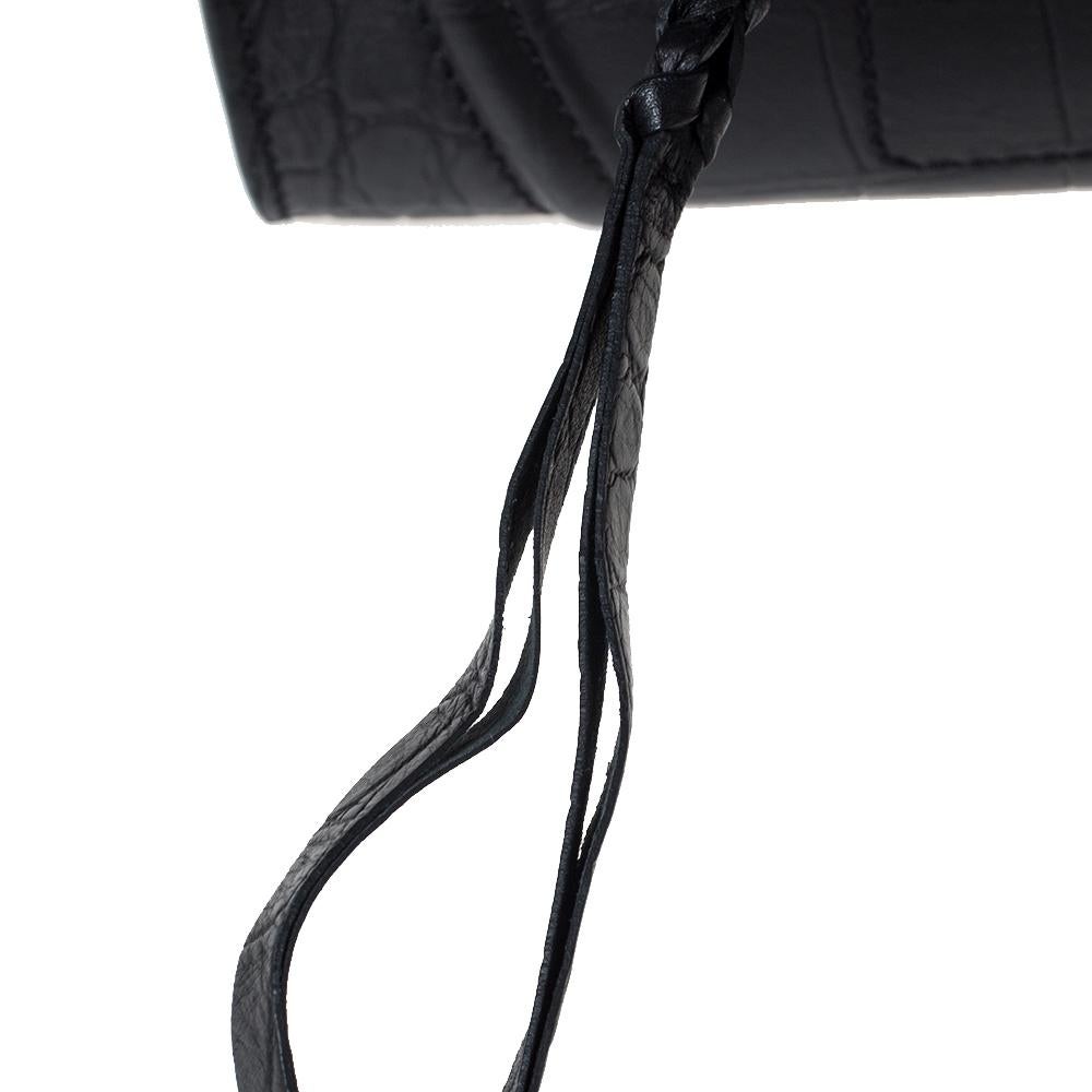Celine Black Croc Embossed Leather Medium Phantom Luggage Tote For Sale 7