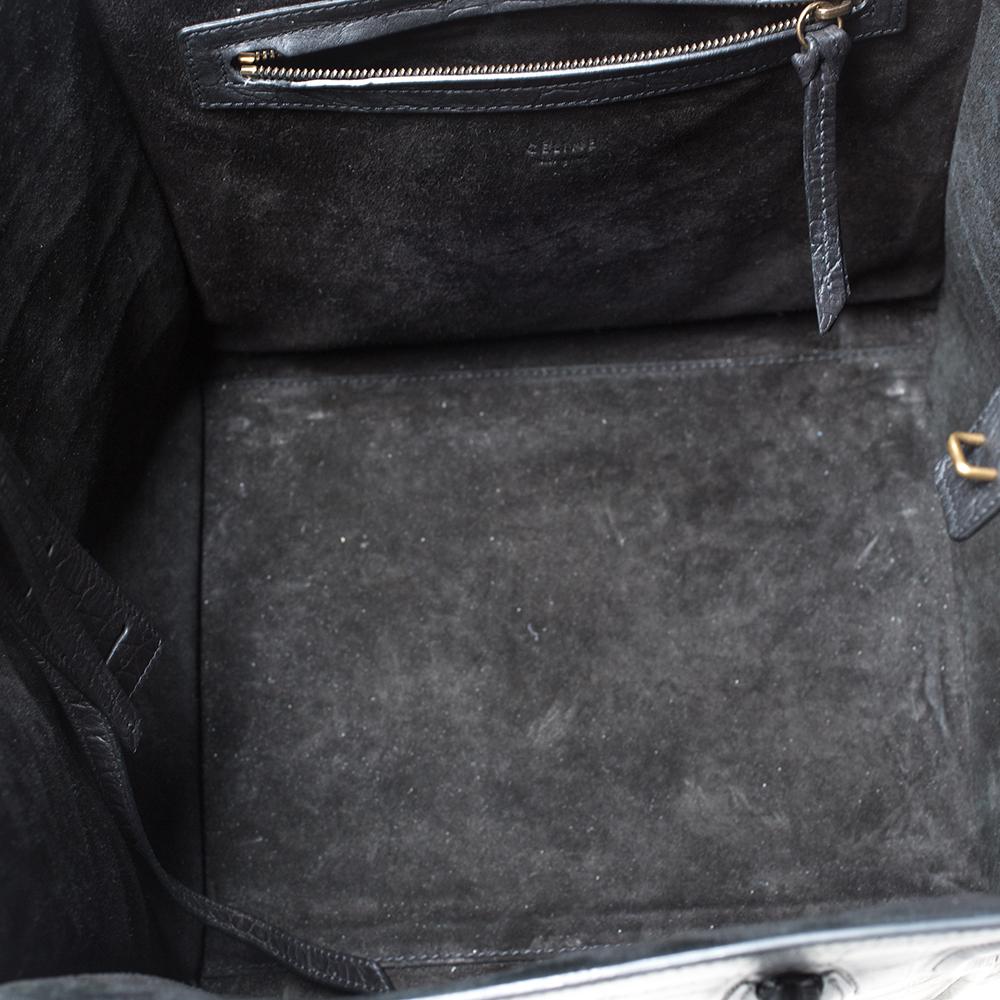 Celine Black Croc Embossed Leather Medium Phantom Luggage Tote For Sale 8