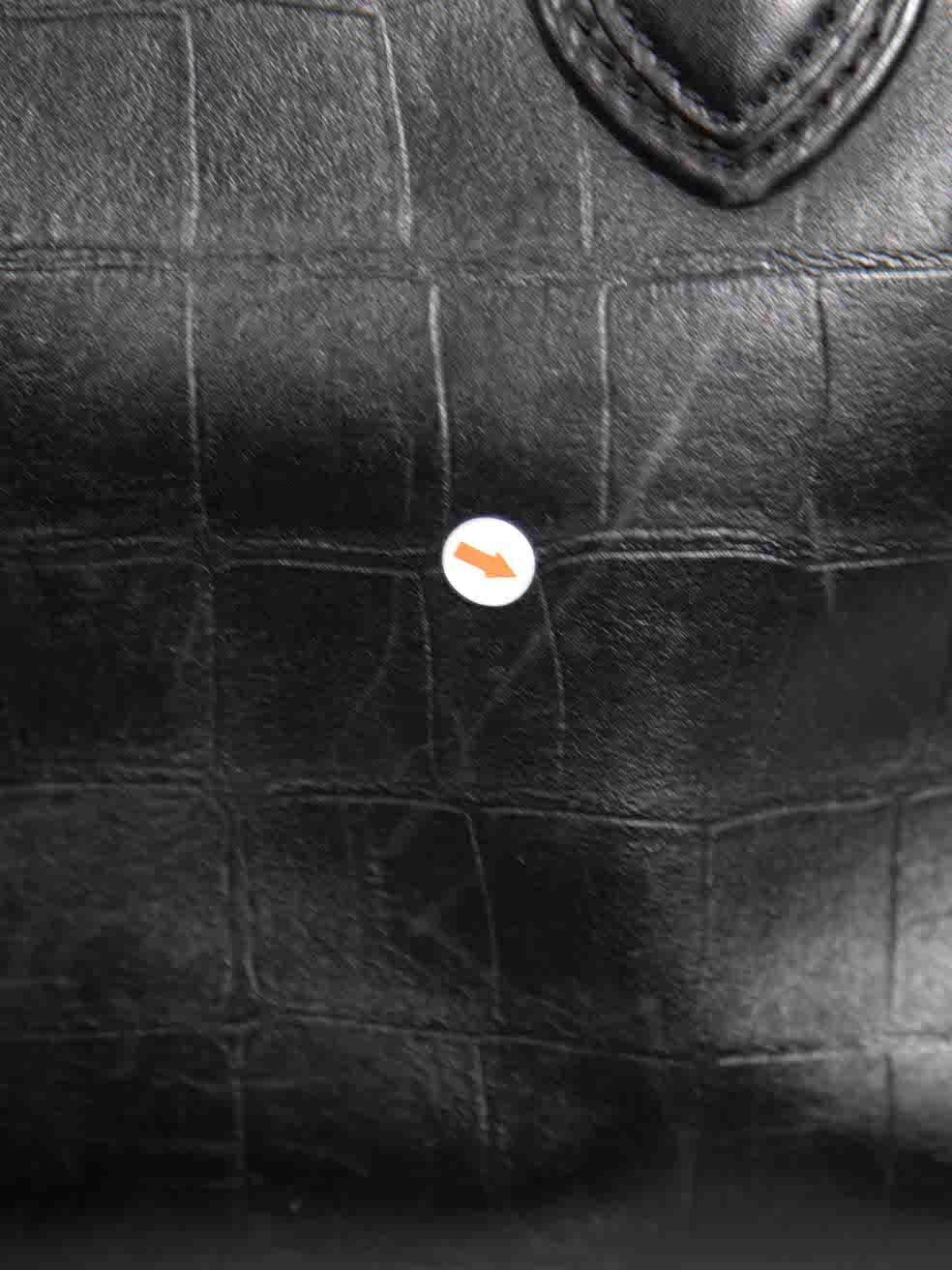Céline Black Croc Embossed Leather Mini Phantom Luggage Tote 2