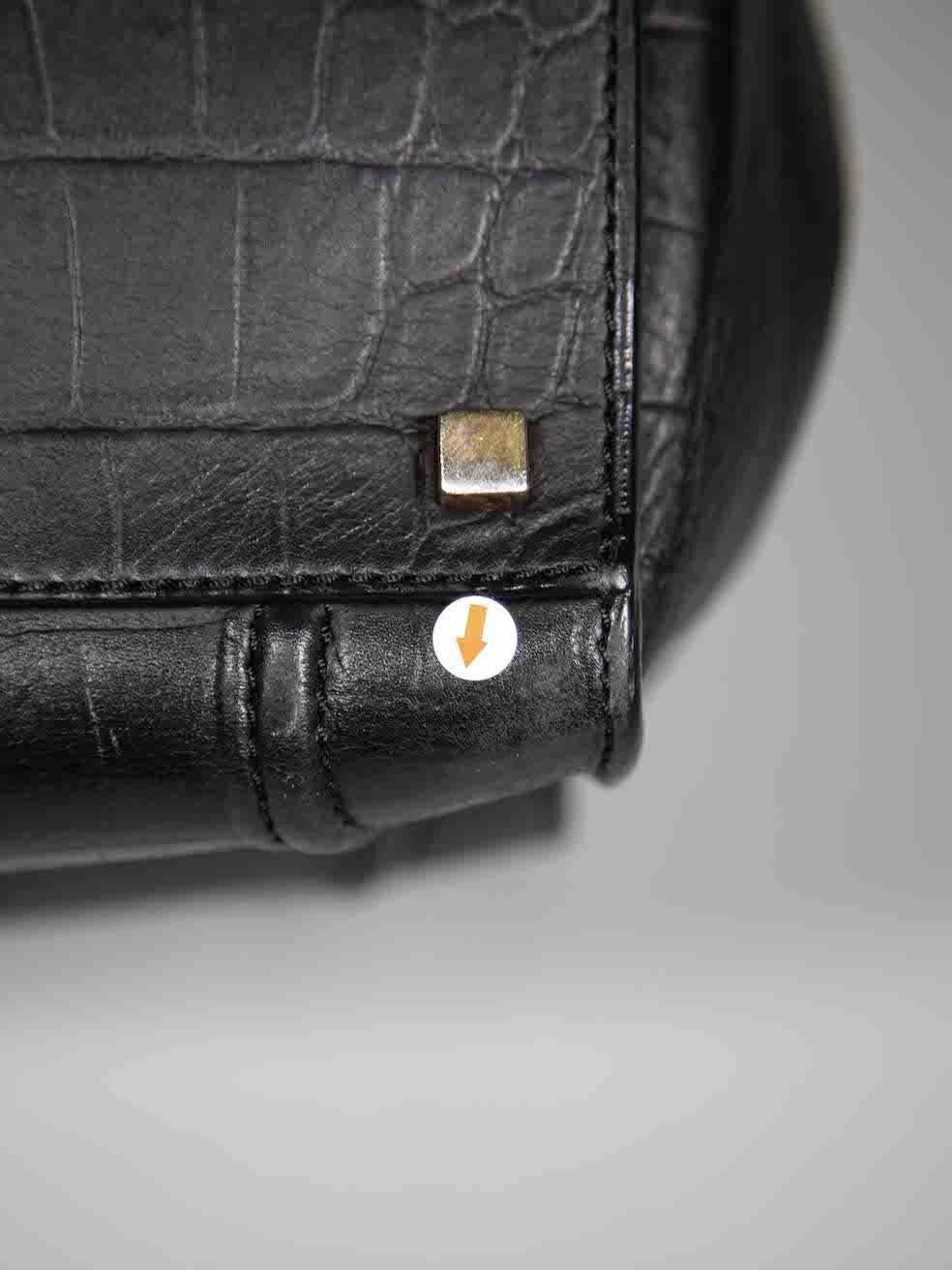 C�éline Black Croc Embossed Leather Mini Phantom Luggage Tote 3
