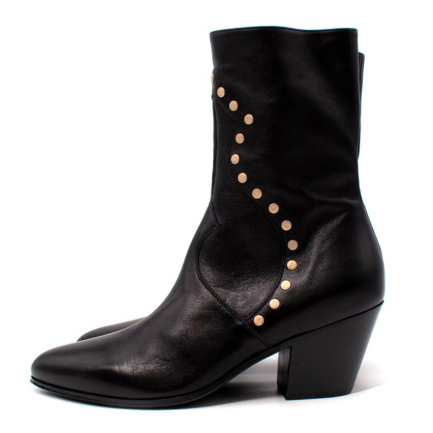 Women's Celine Black Cubaine Calfskin Block Heeled Ankle Boot For Sale