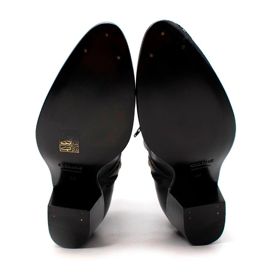 Celine Black Cubaine Calfskin Block Heeled Ankle Boot For Sale 4
