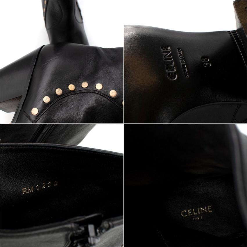 Celine Black Cubaine Calfskin Block Heeled Ankle Boot For Sale 5