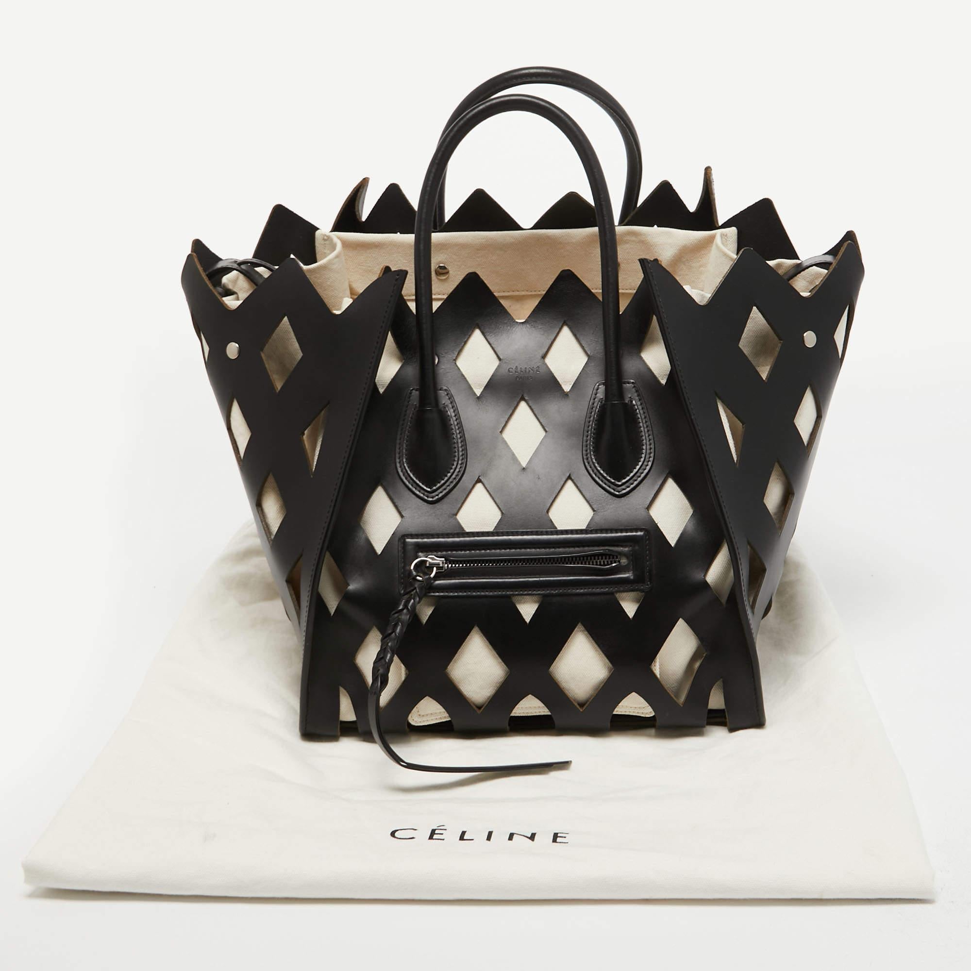 Celine Black Cutout Leather Medium Phantom Luggage Tote 9