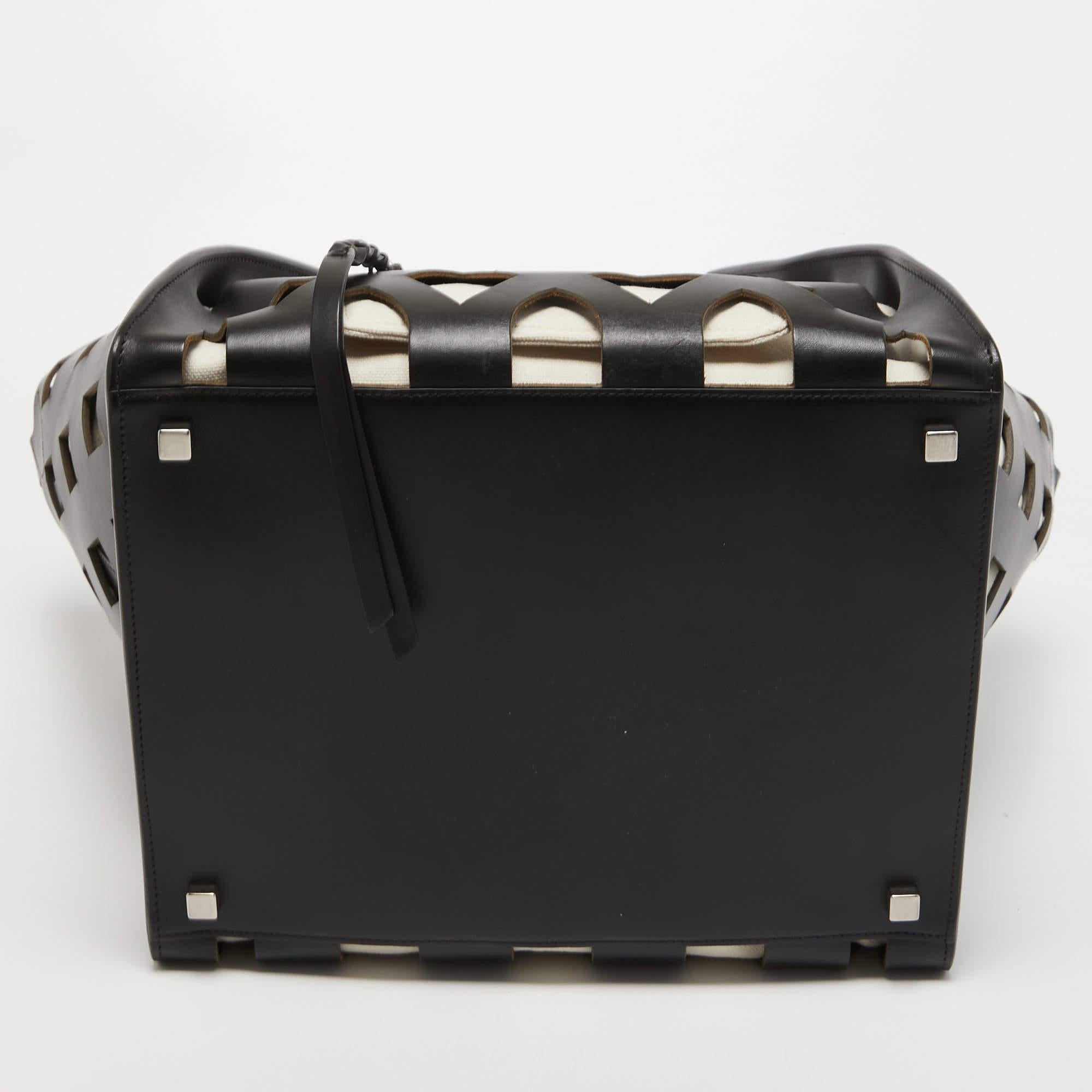 Women's Celine Black Cutout Leather Medium Phantom Luggage Tote