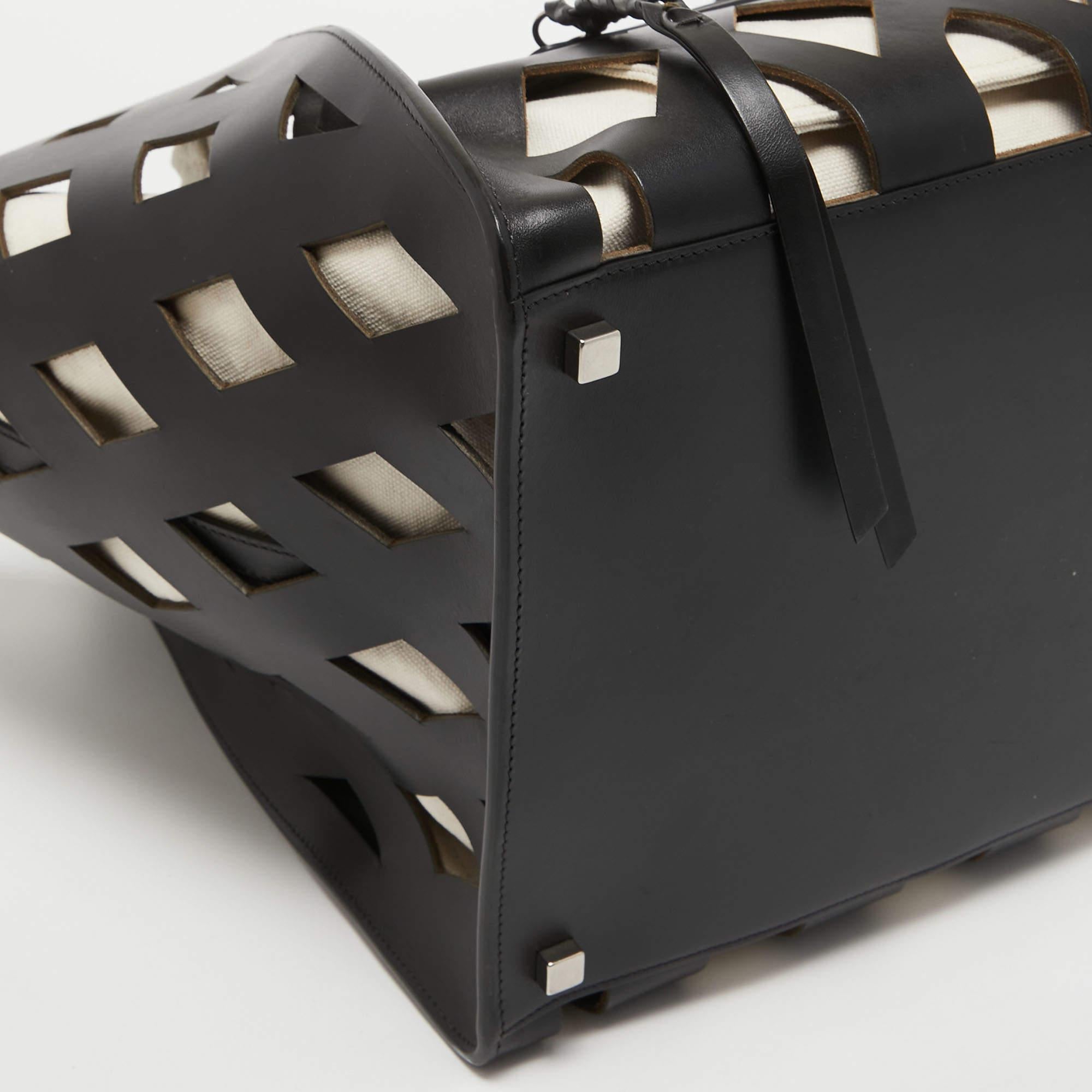 Celine Black Cutout Leather Medium Phantom Luggage Tote 1