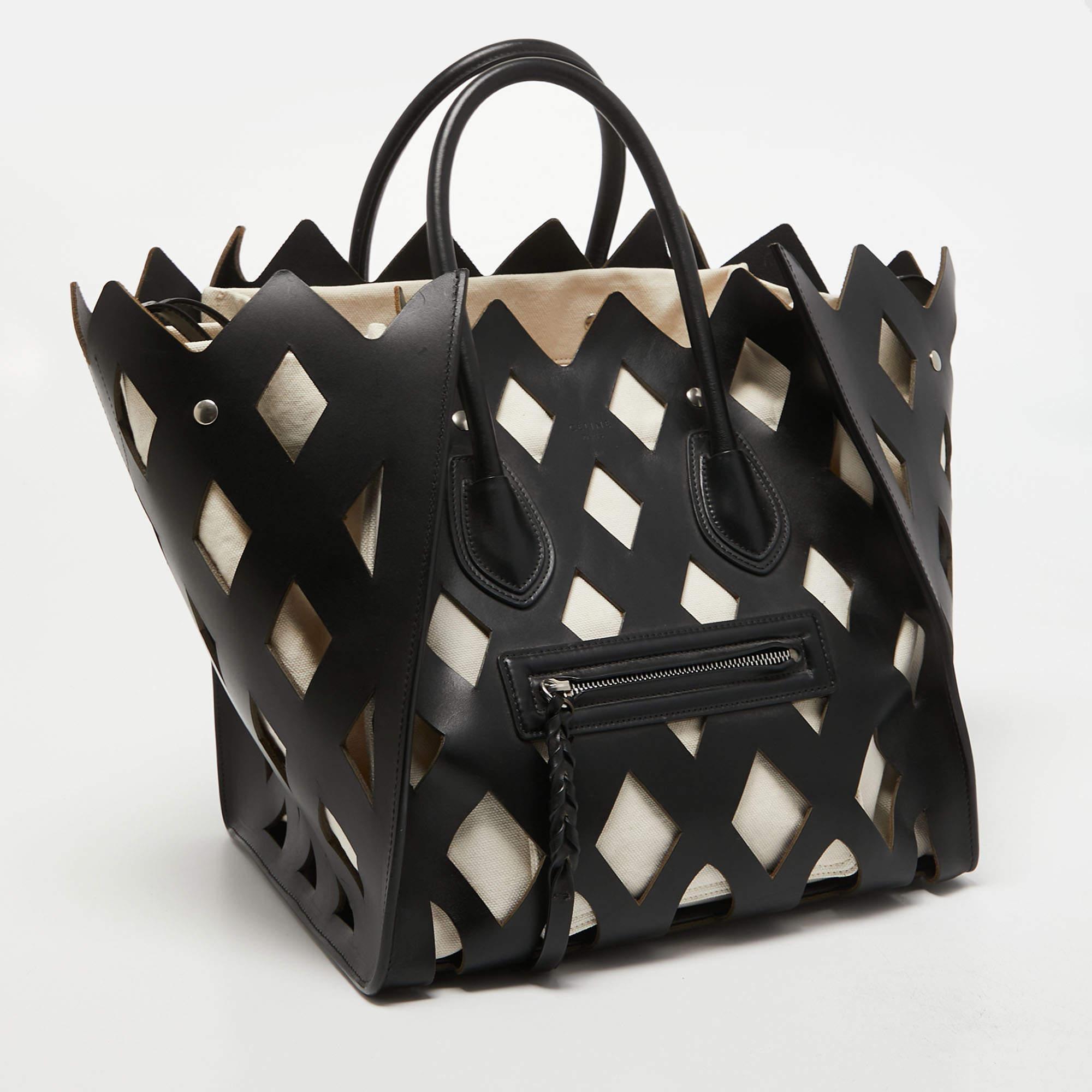 Celine Black Cutout Leather Medium Phantom Luggage Tote 3