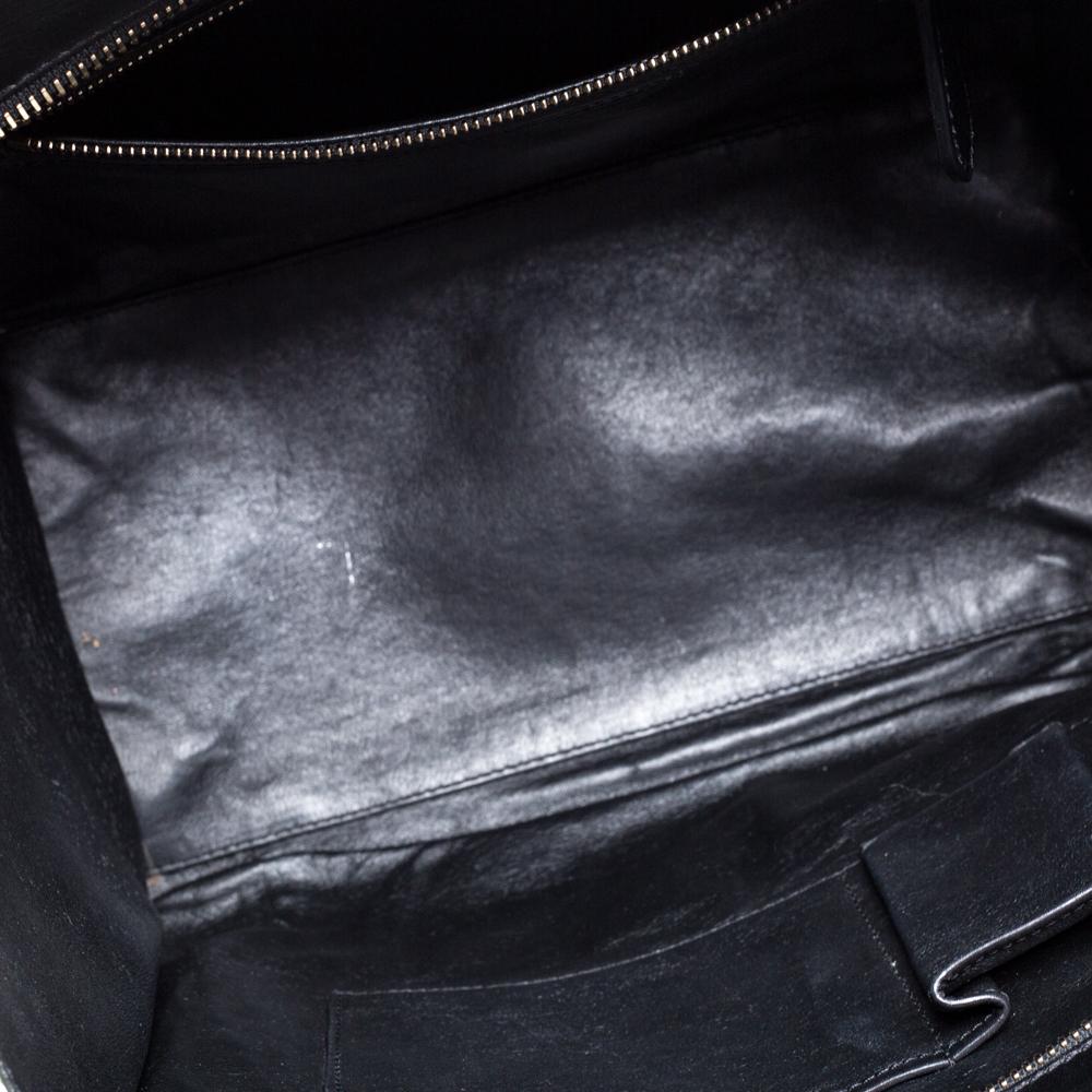 Women's Celine Black/Dark Green Leather Mini Luggage Tote