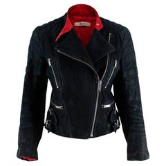 Celine Black Distressed Leather Biker Jacket - US 8