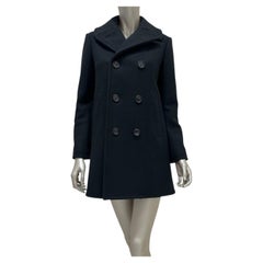 Celine Black Double-Breasted Wool Coat, Size 38, Elegant Design