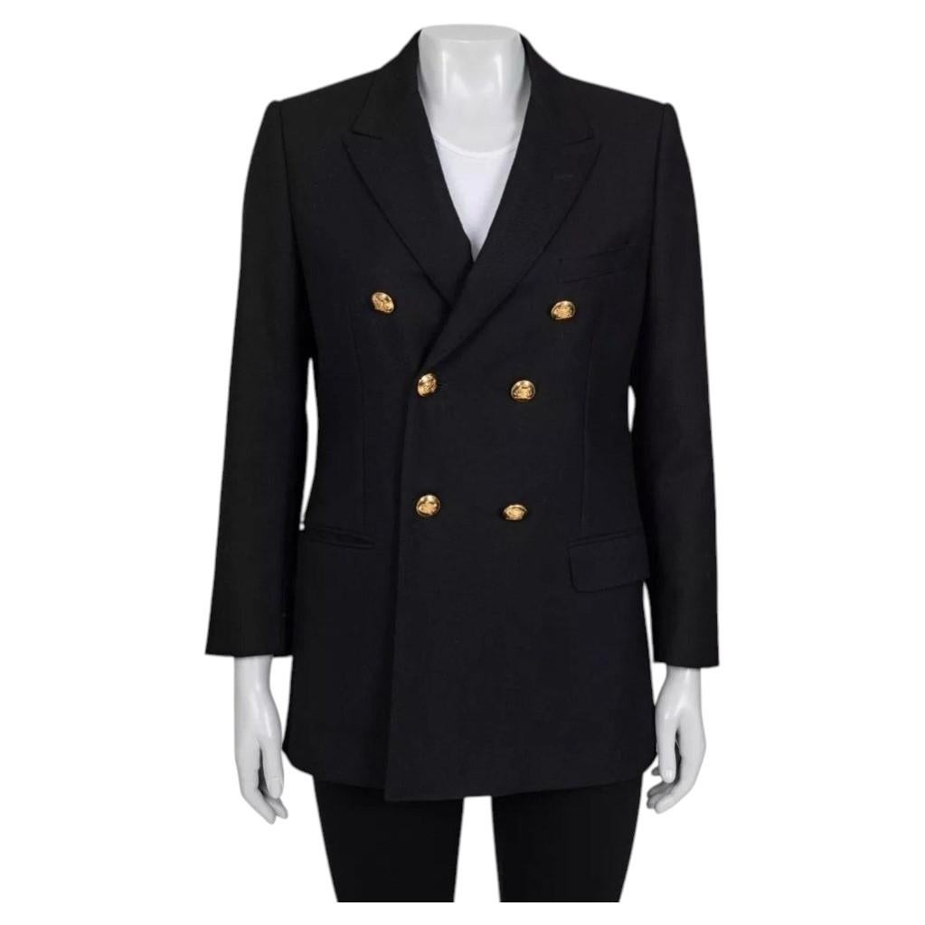 Celine Black Double-Breasted Wool Jacket IT40/S en venta