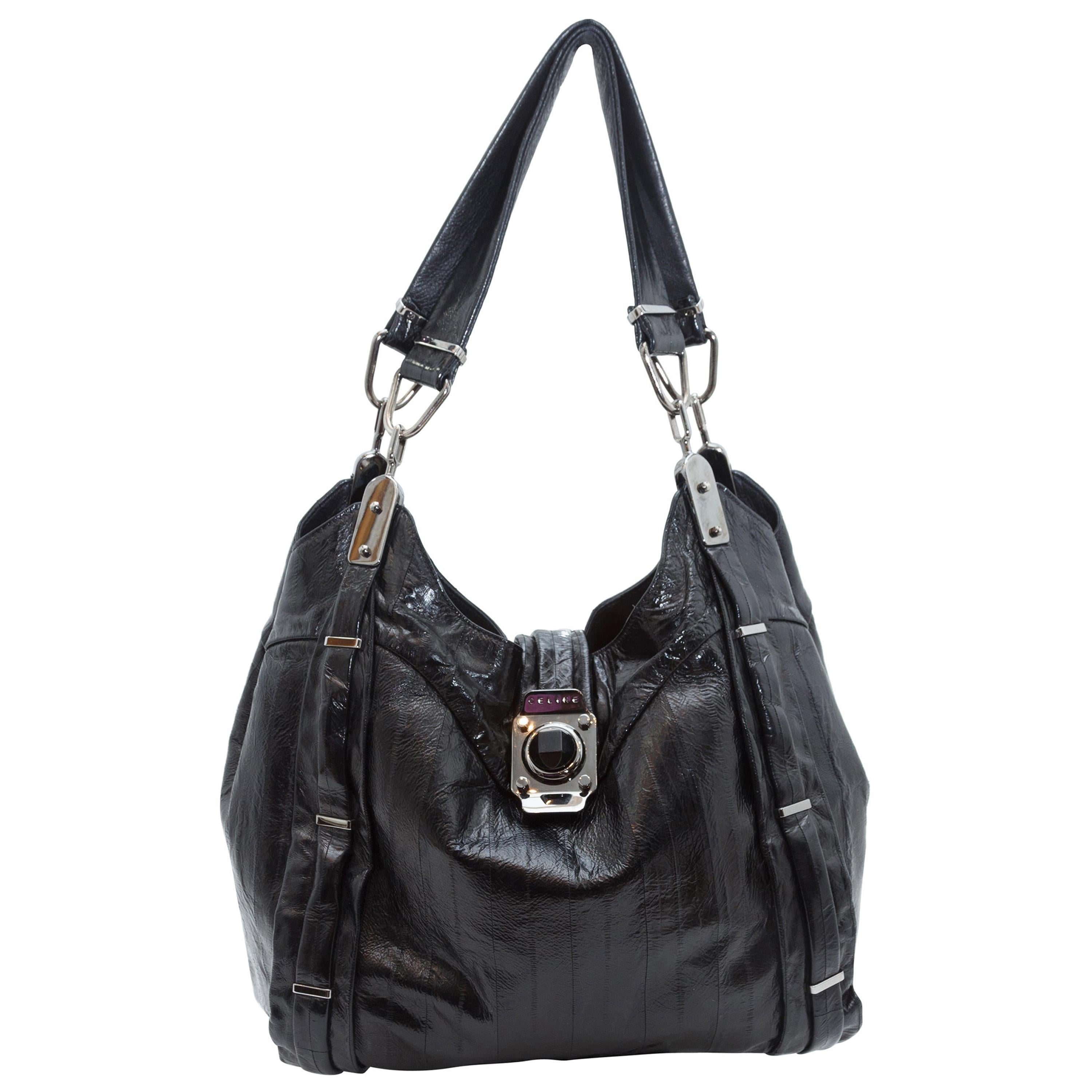 Celine Black Eelskin Shoulder Bag