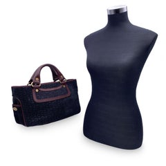 Celine Black Embossed C Macadam Suede Boogie Bag Tote Handbag