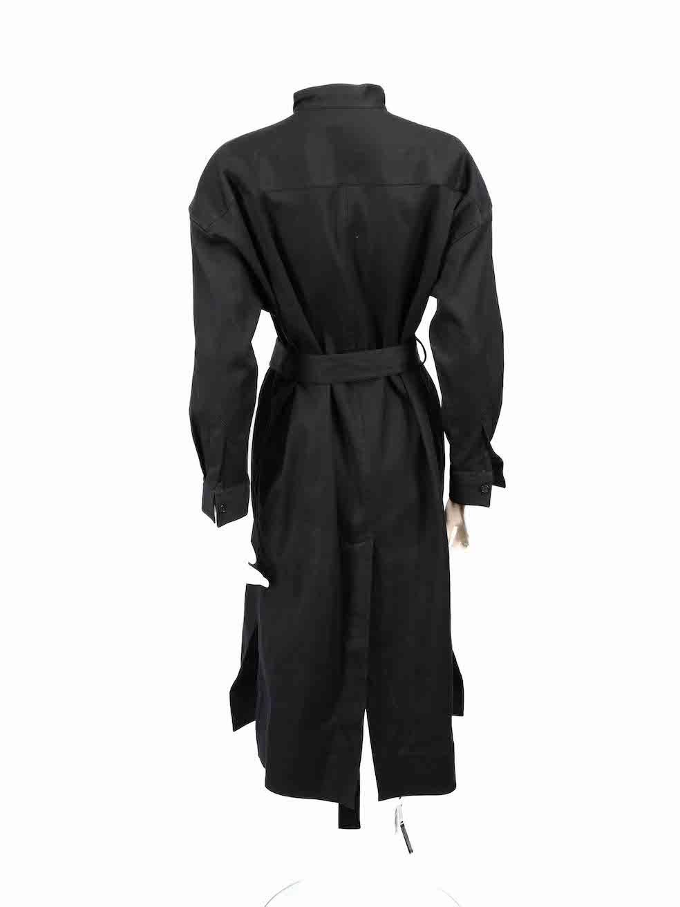 Céline Black Front Pocket Belted Midi Shirt Dress Size XS In Excellent Condition For Sale In London, GB