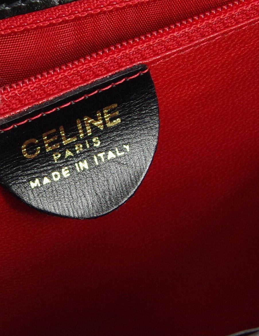 Celine Black Gold 2 in 1 Kelly Style Top Handle Satchel Flap Shoulder Bag in Box 2