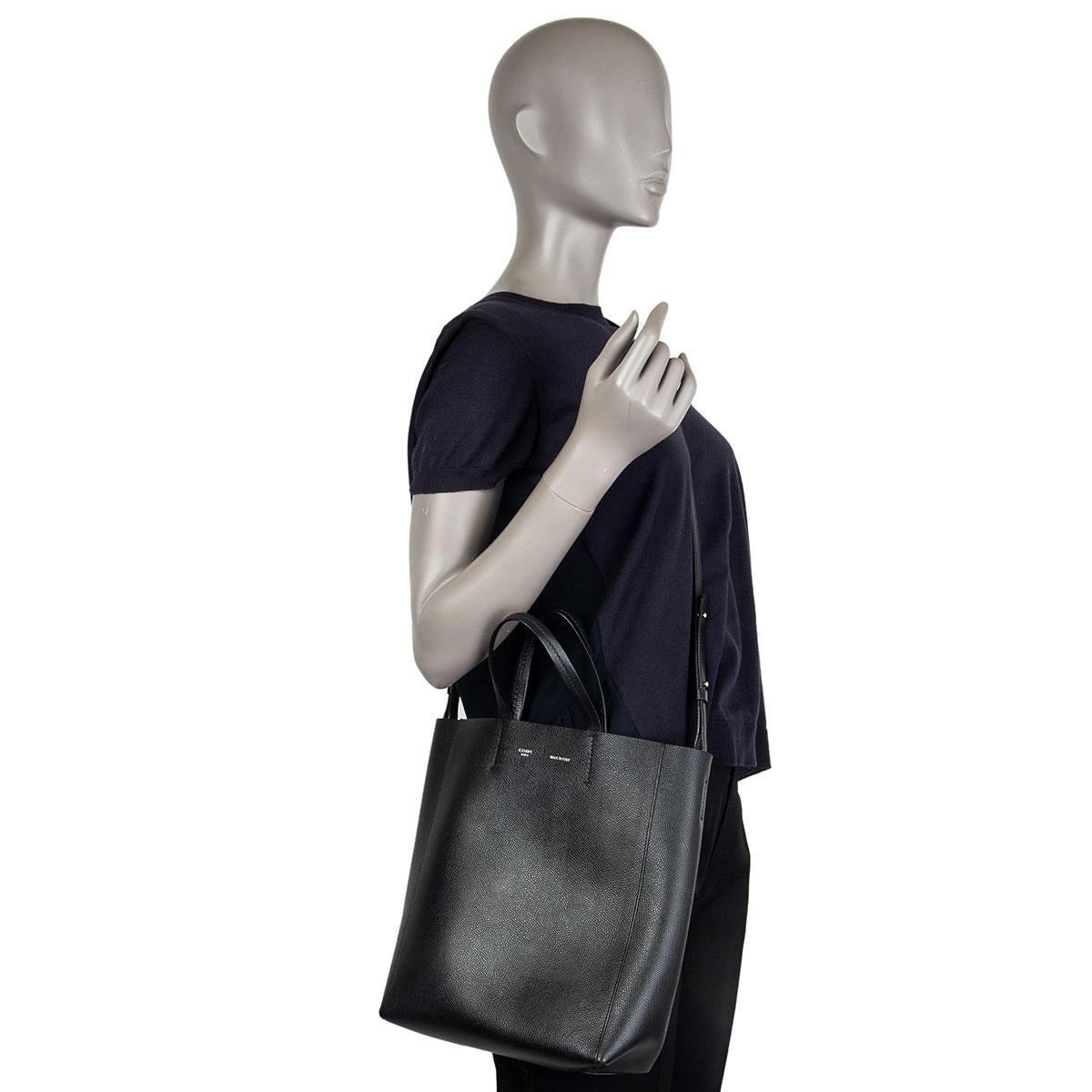 Black CELINE black Grained Calfskin leather CABAS SMALL TOTE Bag