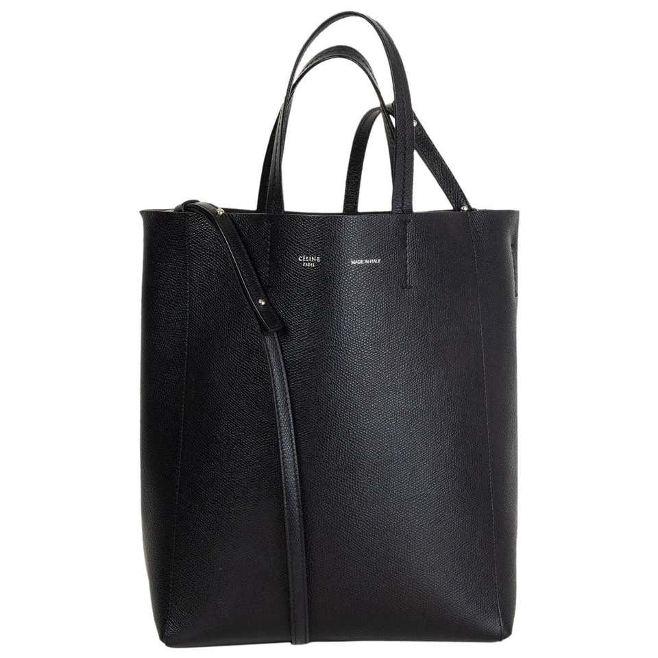 CELINE black Grained Calfskin leather CABAS SMALL TOTE Bag at 1stDibs ...