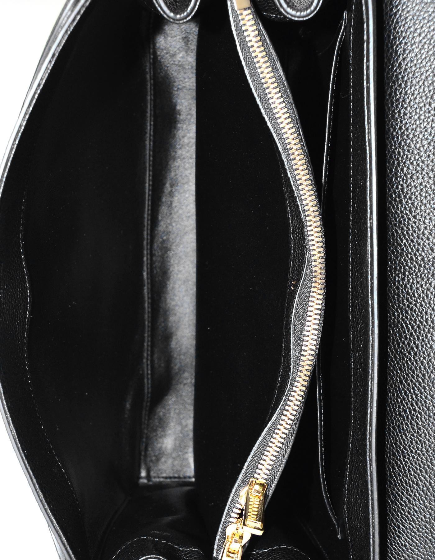 Women's Celine Black Grained Calfskin Leather Medium 16 Top Handle Bag 