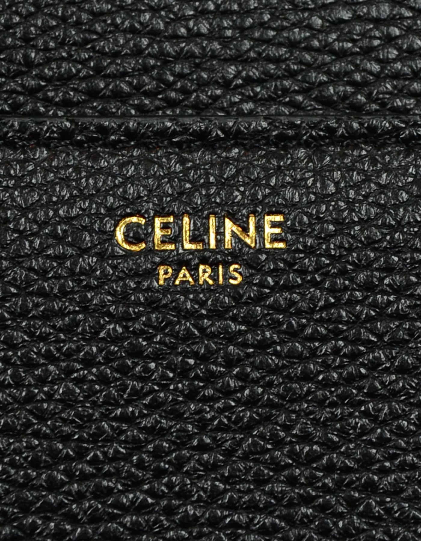 Celine Black Grained Calfskin Leather Medium 16 Top Handle Bag  1