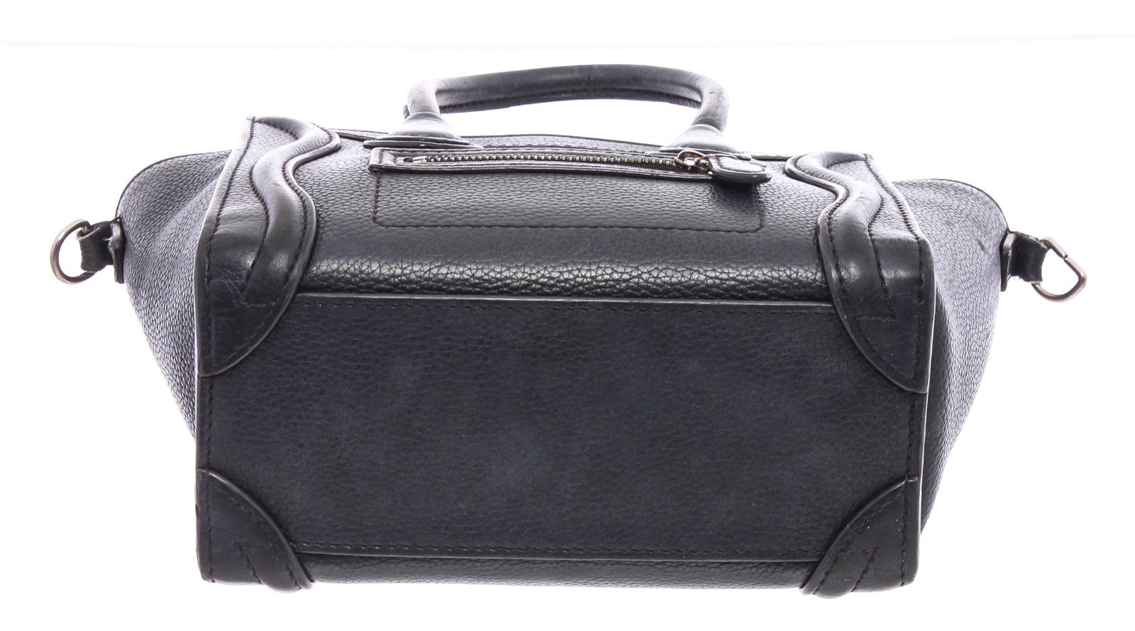 Celine Black Grained Calfskin Leather Nano Luggage Tote Bag  1