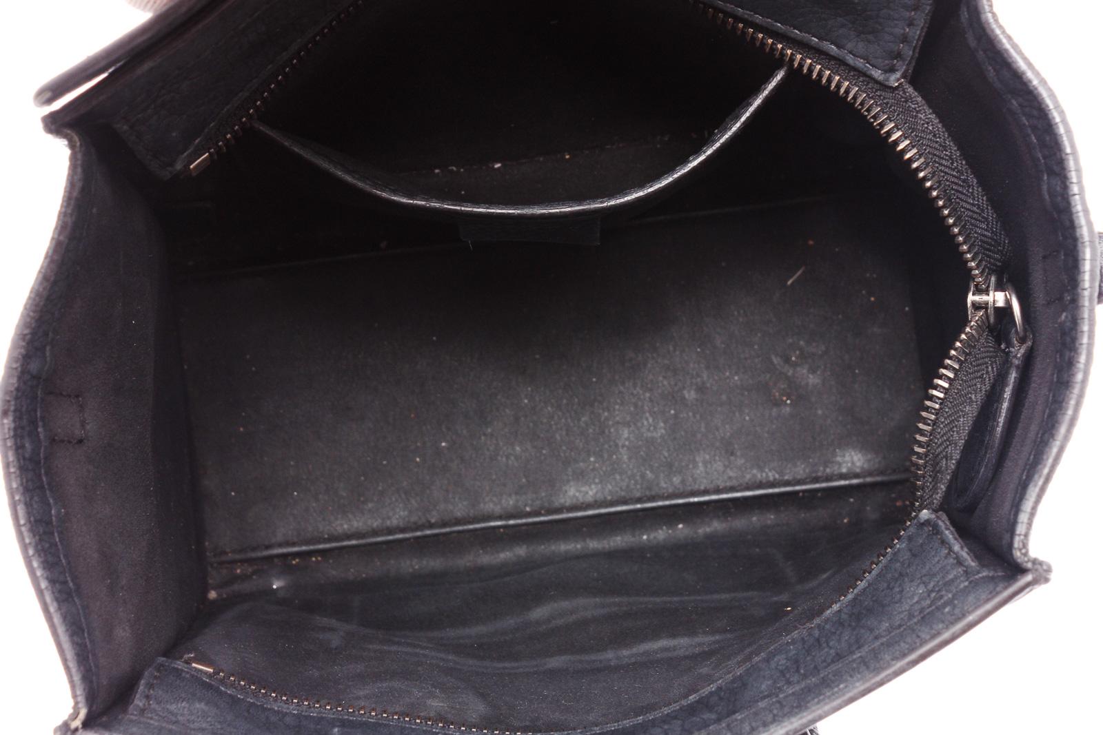 Celine Black Grained Calfskin Leather Nano Luggage Tote Bag  3