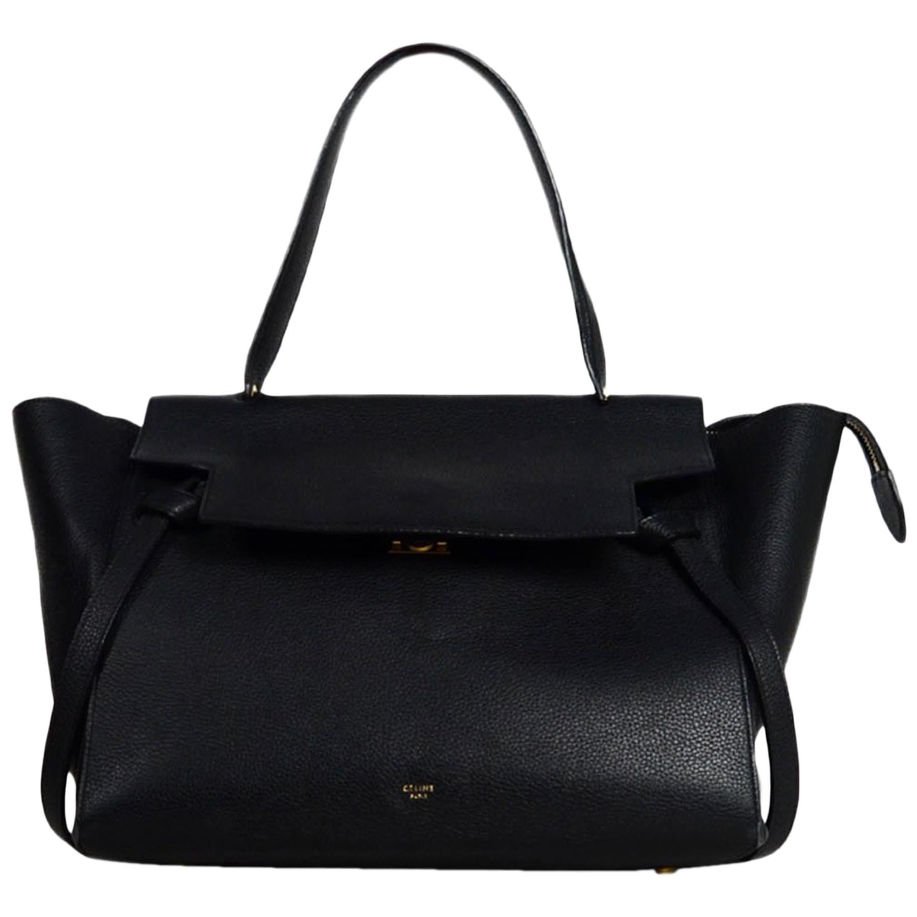 Celine Black Grained Calfskin Leather Small Belt Bag