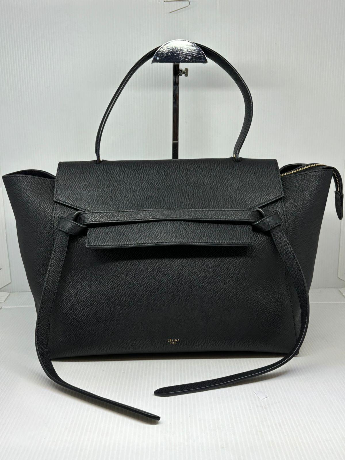 Celine Black Grained Leather Small Belt Bag 8