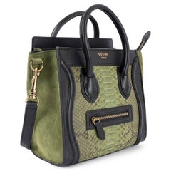 CELINE Schwarz & Grün NANO LUGGAGE TRI-COLOR PYTHON Umhängetasche