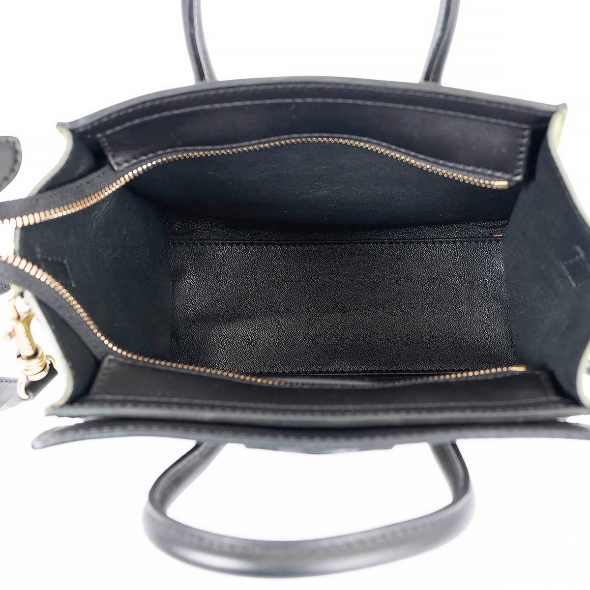 Women's CELINE black & green NANO LUGGAGE TRI-COLOR PYTHON Shoulder Bag