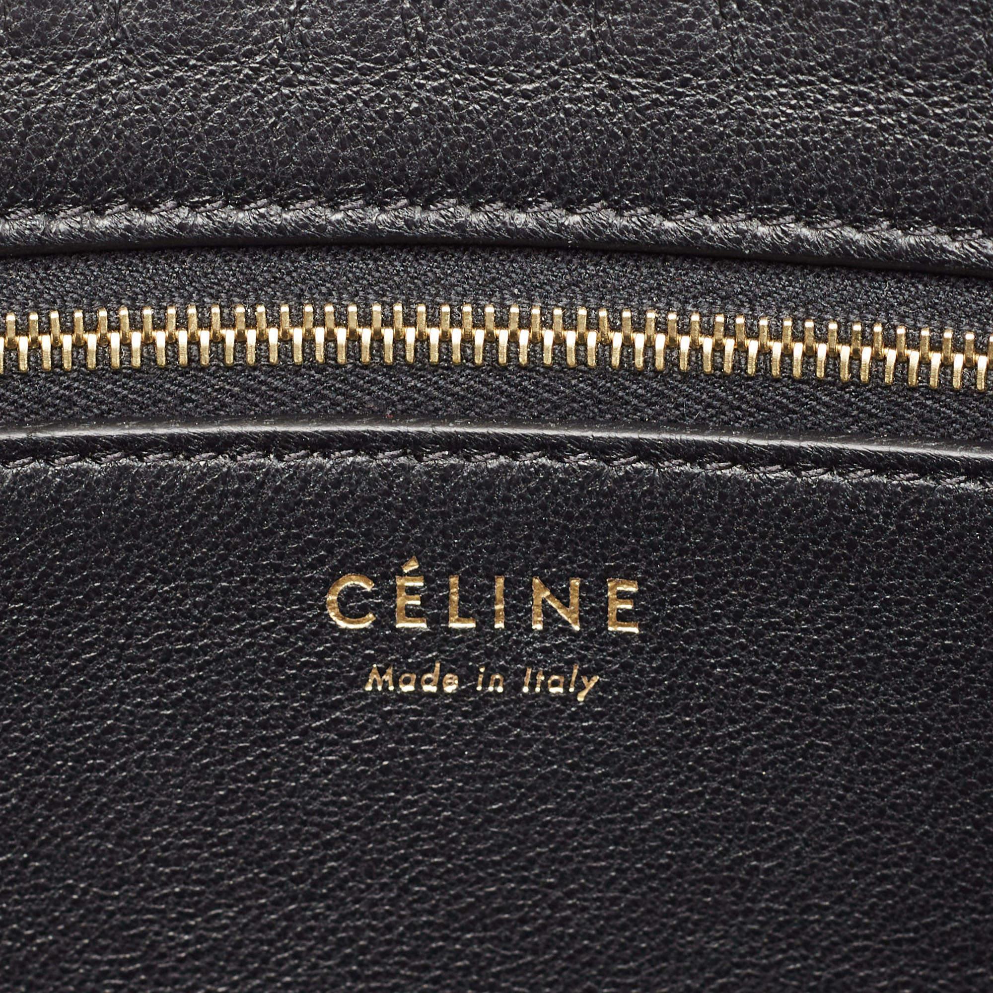 Celine Black/Grey Canvas and Leather Diamond Shoulder Bag For Sale 8
