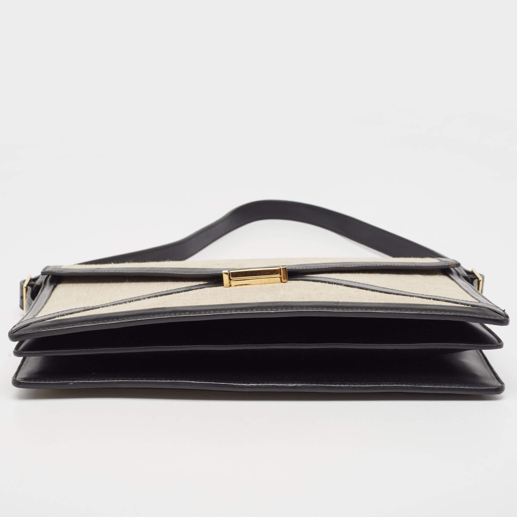 Celine Black/Grey Canvas and Leather Diamond Shoulder Bag For Sale 14