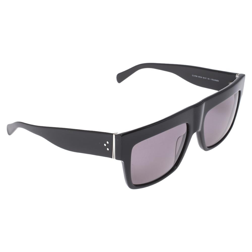 Celine Black/Grey CL 41756 Square Polarized Sunglasses In Good Condition In Dubai, Al Qouz 2