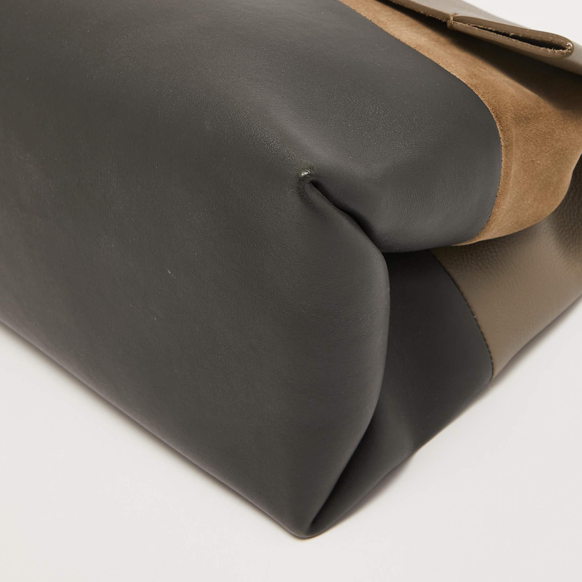 Gray Celine Black/Grey Leather All Soft Shoulder Bag