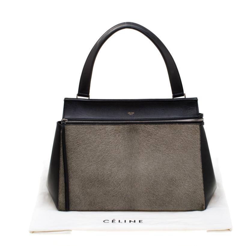 Celine Black/Grey Leather and Calf Hair Medium Edge Bag 7