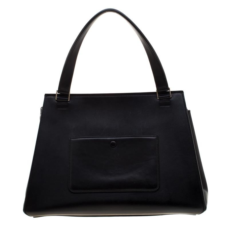 Gray Celine Black/Grey Leather and Calf Hair Medium Edge Bag