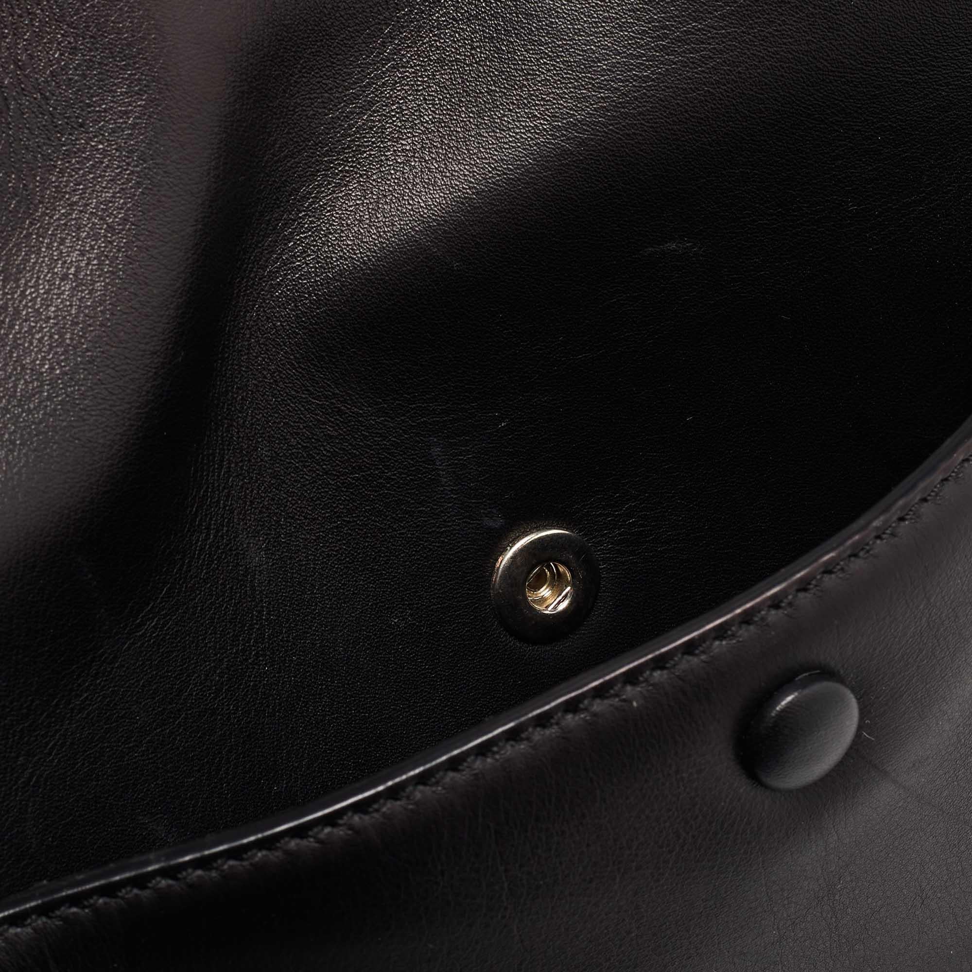 Celine Black/Grey Leather and Calf Hair Medium Edge Top Handle Bag For Sale 8