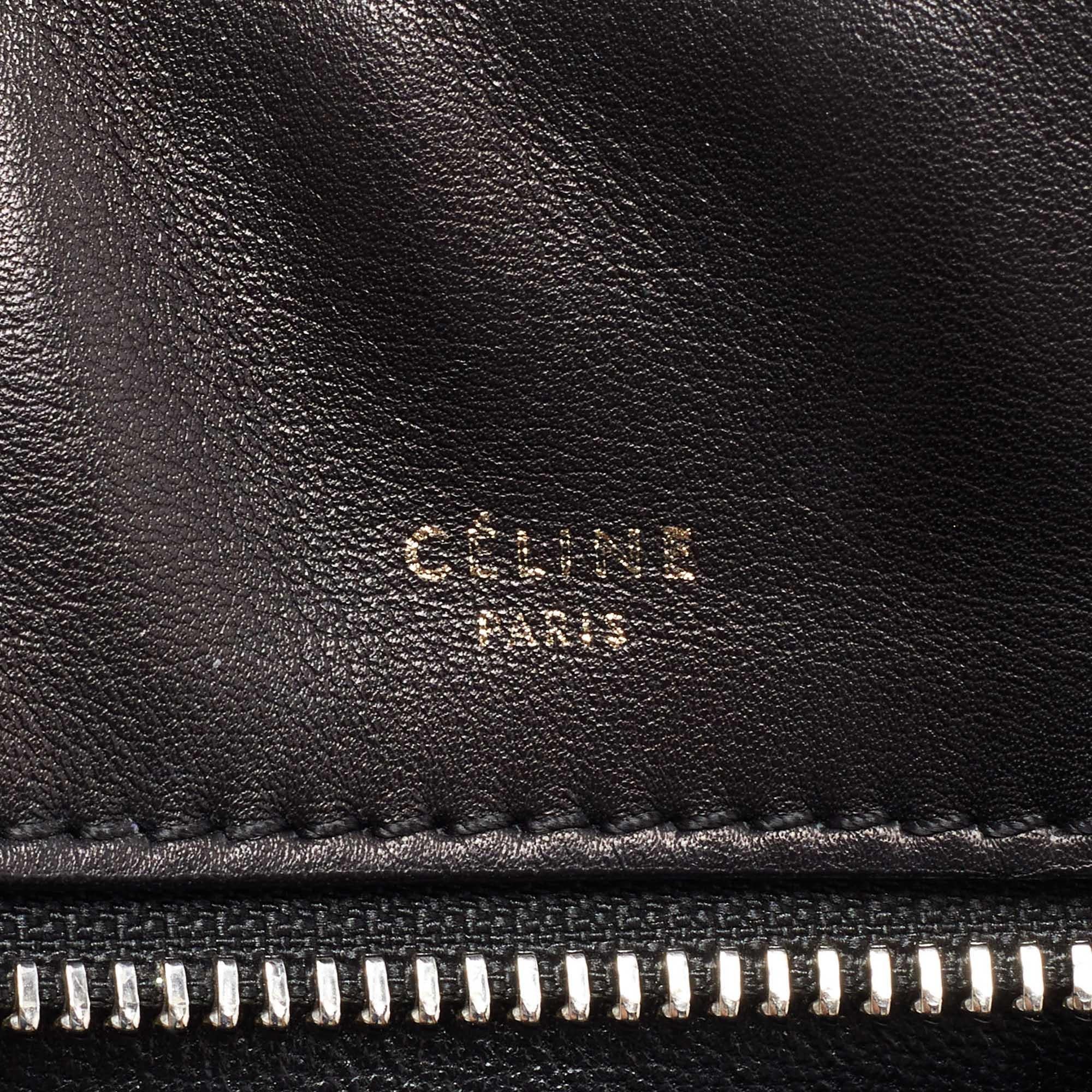 Celine Black/Grey Leather and Calf Hair Medium Edge Top Handle Bag For Sale 1