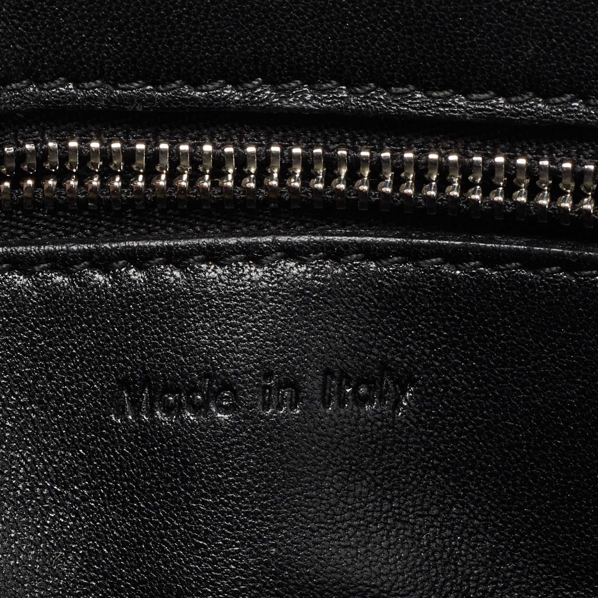 Celine Black/Grey Leather and Calf Hair Medium Edge Top Handle Bag For Sale 2