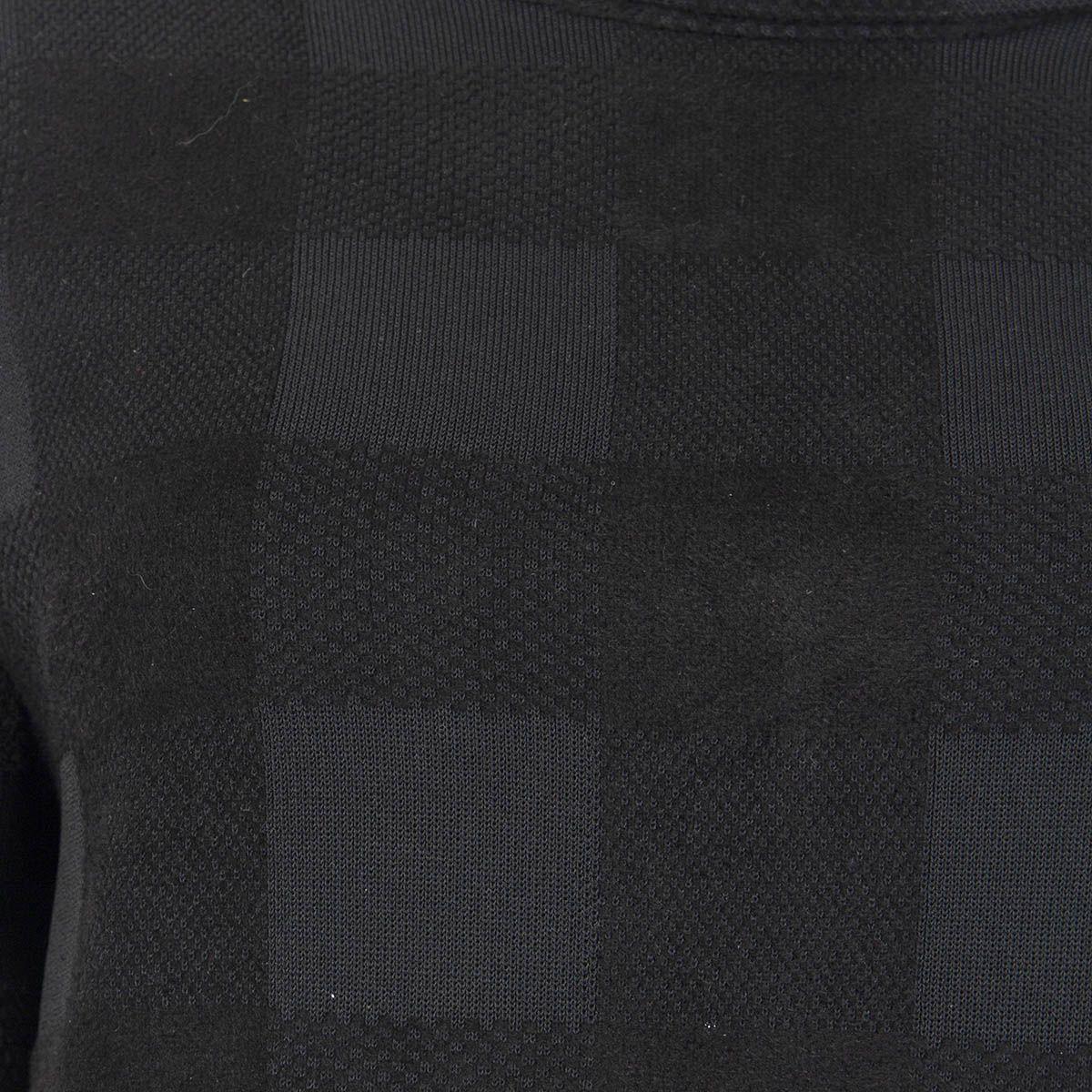 CELINE black & grey viscose CHECK HIGH NECK LONG SLEEVE KNIT Dress XS For Sale 1
