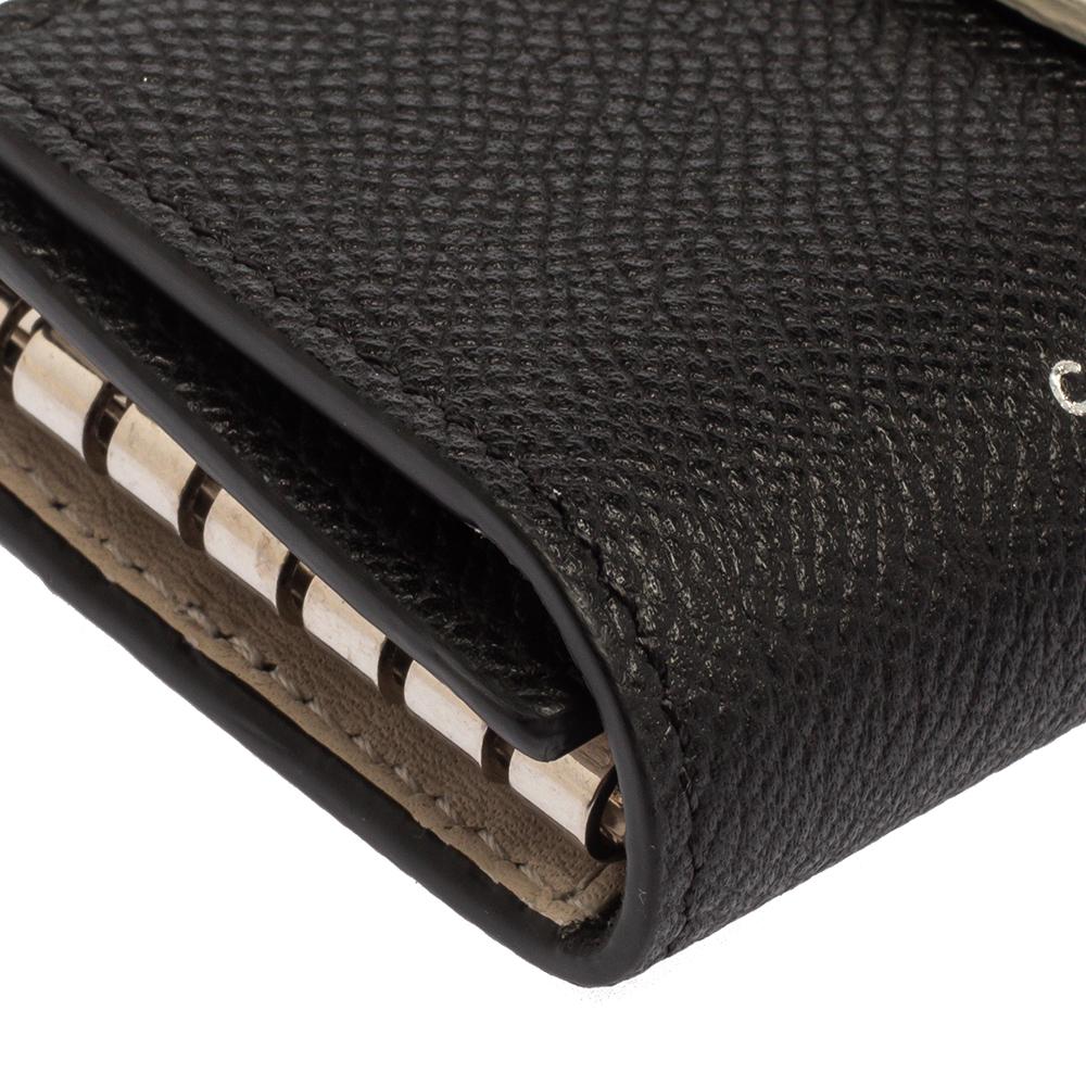 Celine Black/Ivory Grained Leather Strap Key Case 3