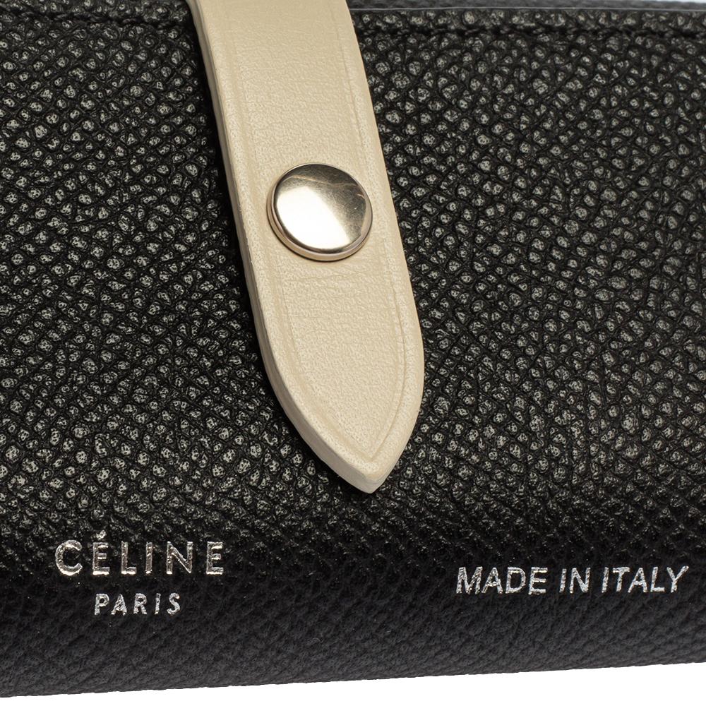Celine Black/Ivory Grained Leather Strap Key Case 1