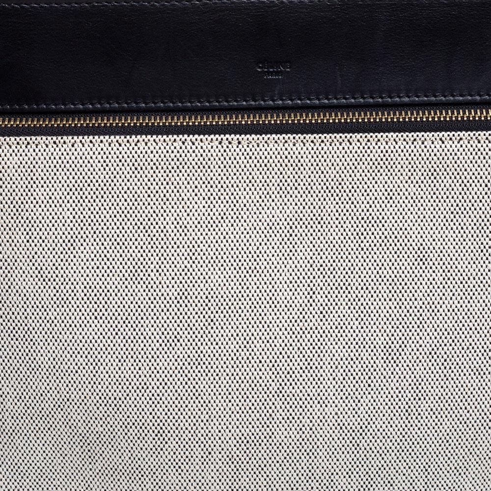 Celine Black/Ivory Leather and Canvas Medium Edge Bag 1