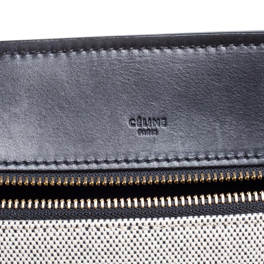 Celine Black/Ivory Leather and Canvas Medium Edge Bag 2