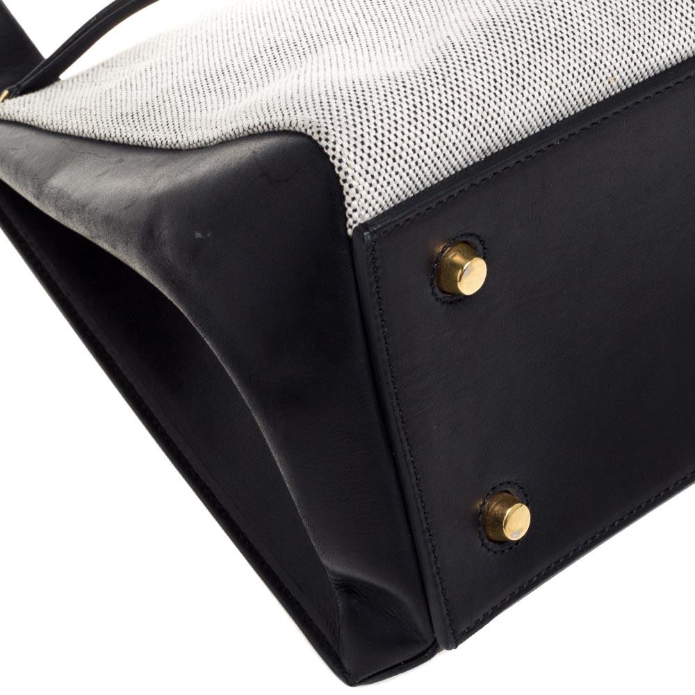 Celine Black/Ivory Leather and Canvas Medium Edge Bag 4