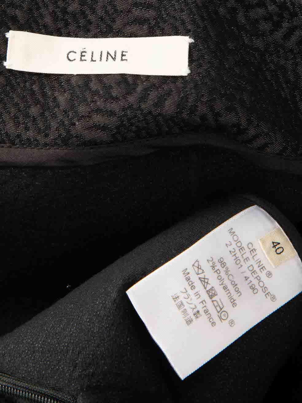 Céline Black Jacquard Pattern Pleated Skirt Size L For Sale 1