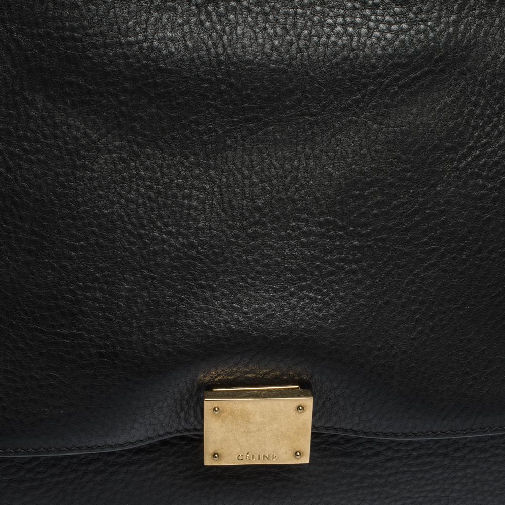 Celine Black/Khaki Leather and Suede Medium Trapeze Bag 3