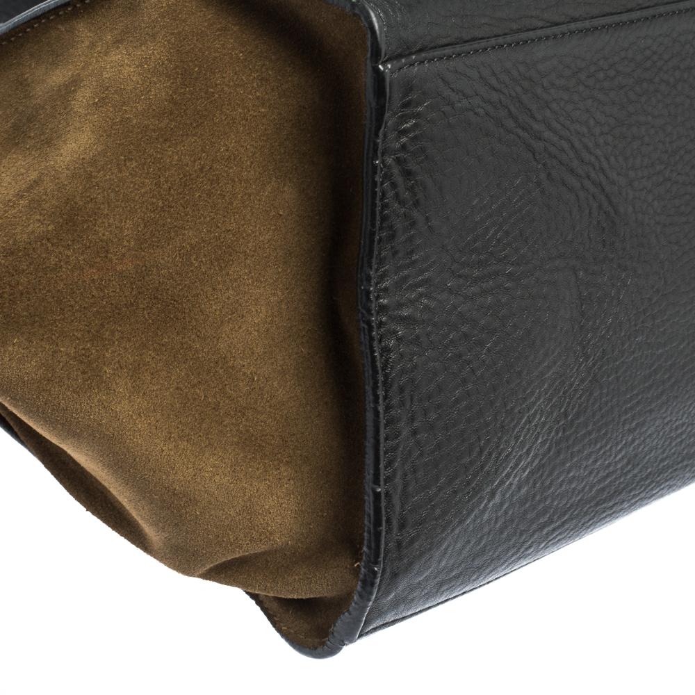 Celine Black/Khaki Leather and Suede Medium Trapeze Bag 2